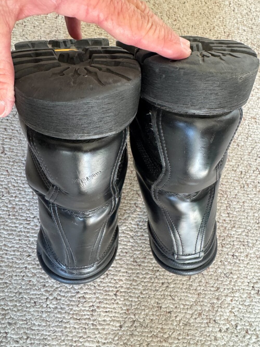 Firefighter Mens Boots, Full Leather, Vibram Sole, Zip and Lace Front, Sz 9 - Picture 3 of 13
